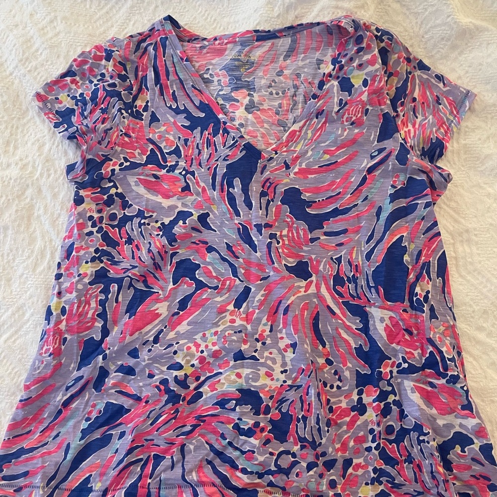 Lilly Pulitzer Pink and Blue Short Sleeve Tee